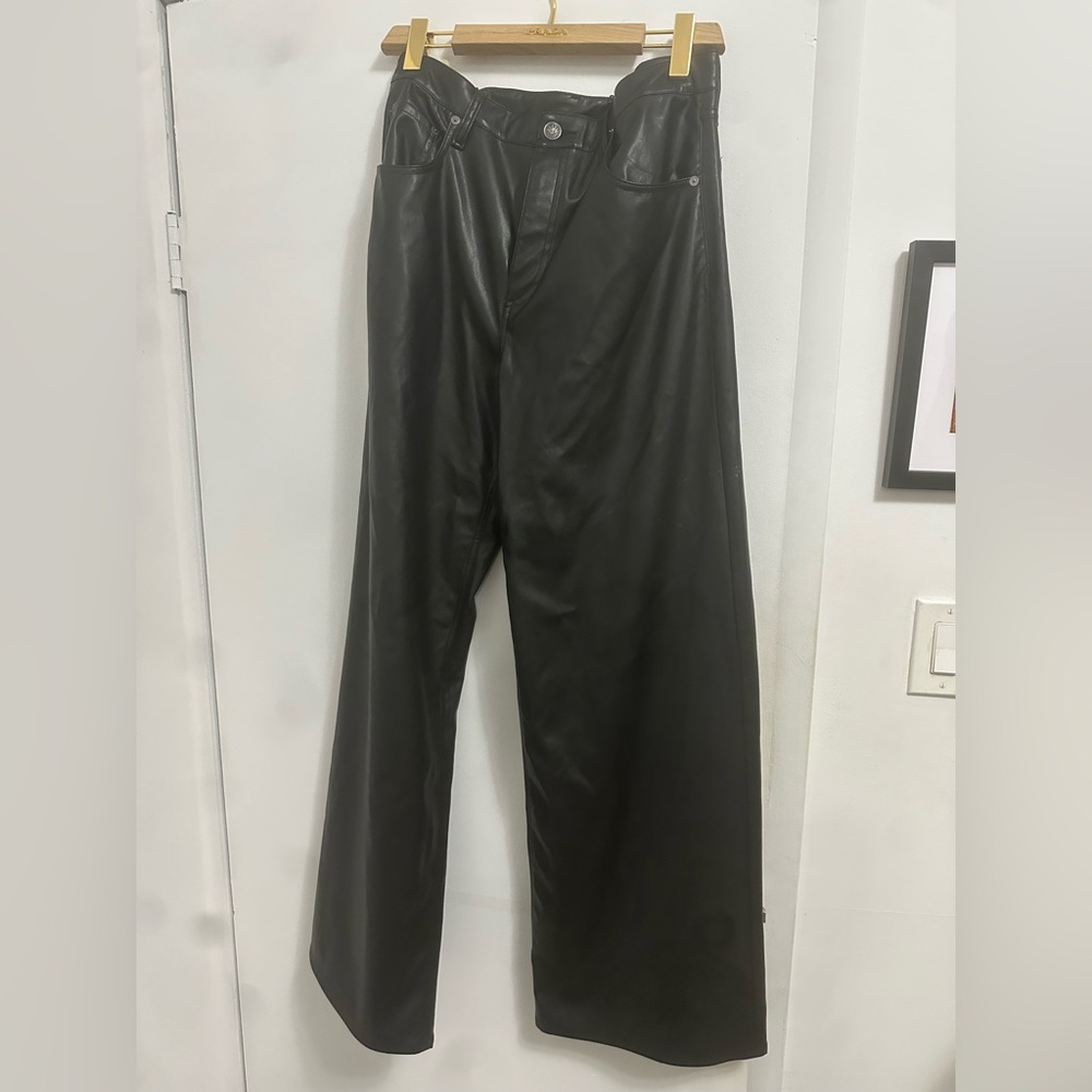 Rag & Bone Black Sofie Wide Leg Leather Pants